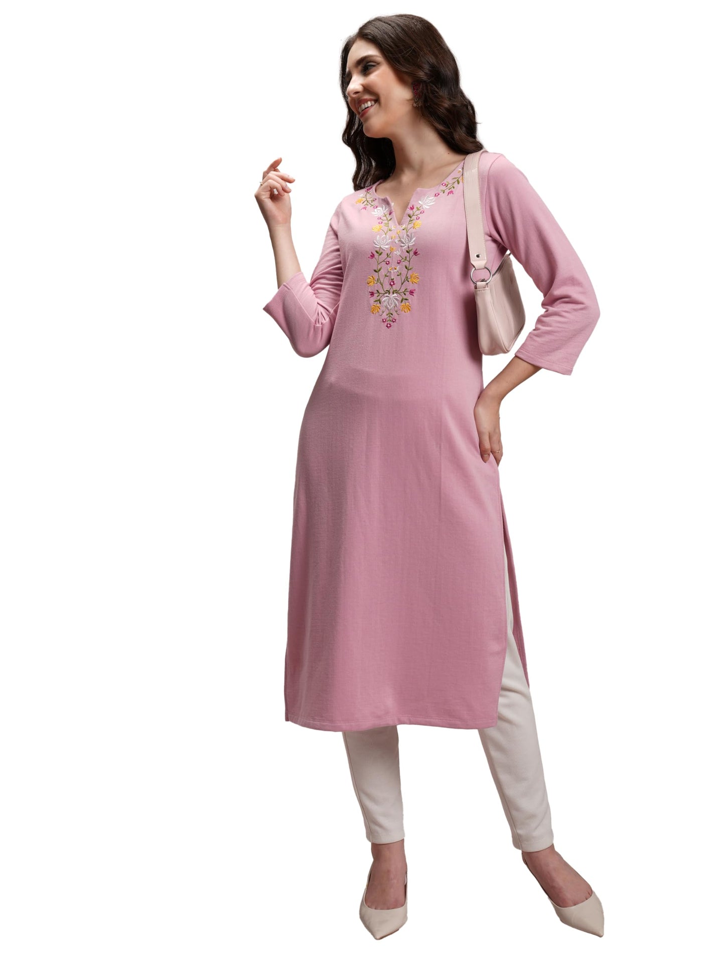 Ketch WomenS Polyester Regular Fit Kurta (Khku000527_Lt Pink