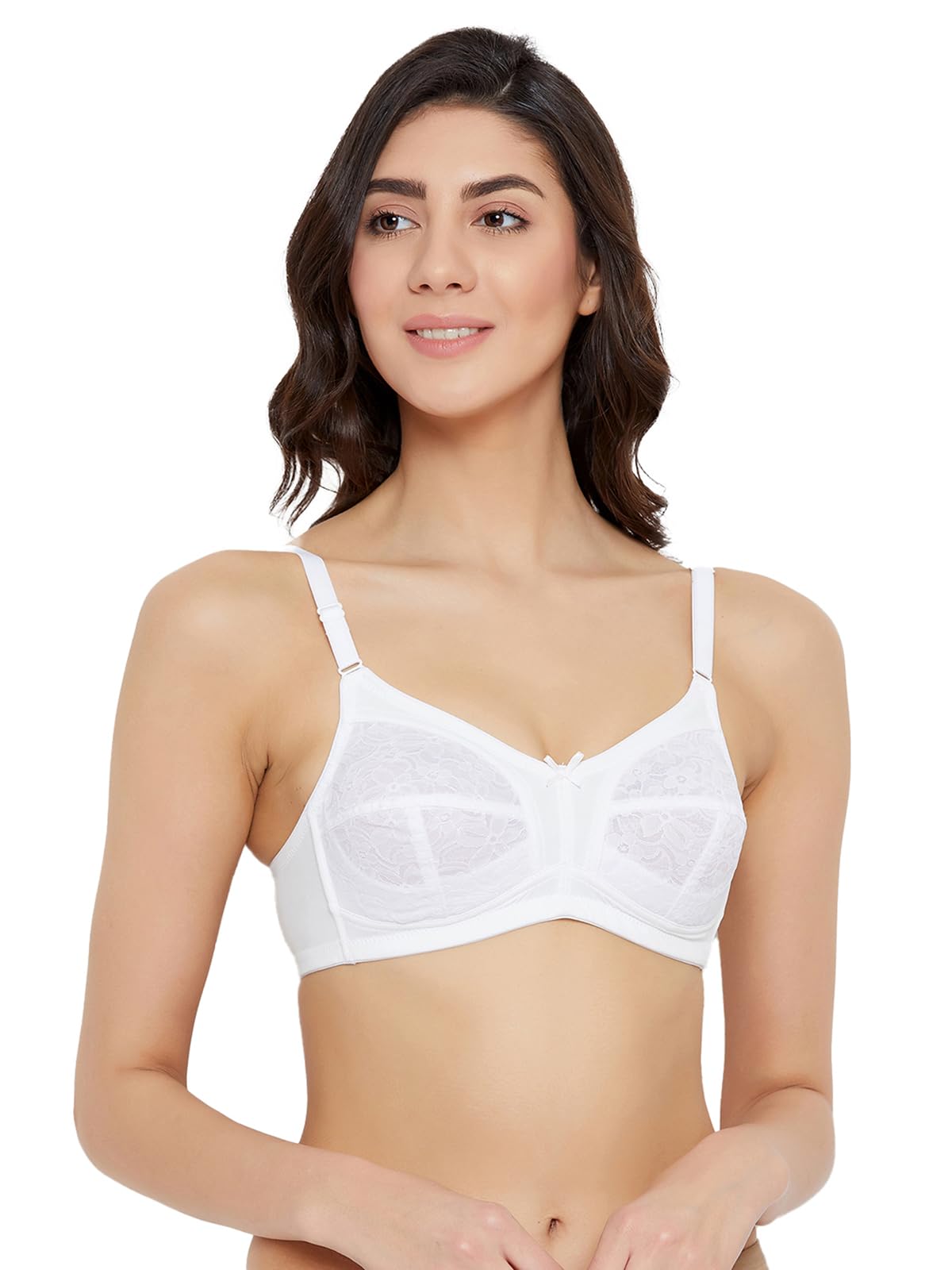Clovia WomenS Non-Padded Non-Wired Full Figure Bra (Br1952R18_White_32E)