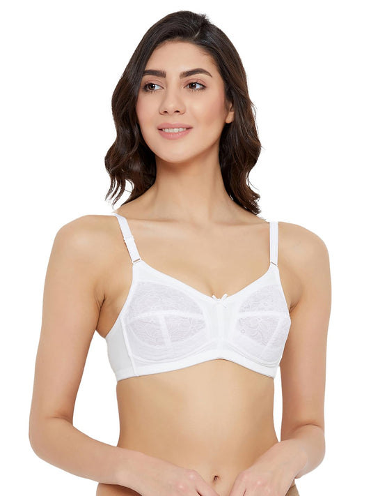 Clovia WomenS Non-Padded Non-Wired Full Figure Bra (Br1952R18_White_32E)