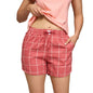 NYKD (NYS914 Checked Pure Cotton Shorts for Women | Relaxed Fit with Non Slip Elasticated Waistband, Adjustable Drawcord & 2 Sid