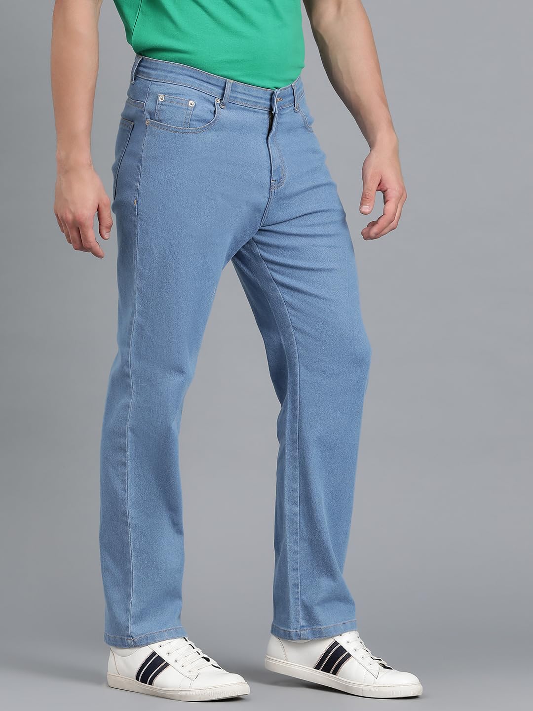 Kotty MenS Mid Rise Solid Jeans Baby Blue