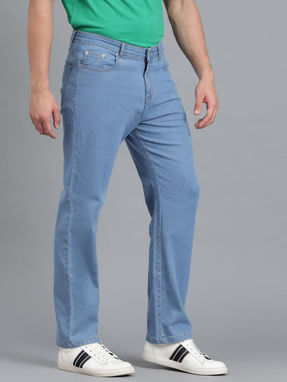 Kotty MenS Mid Rise Solid Jeans Baby Blue
