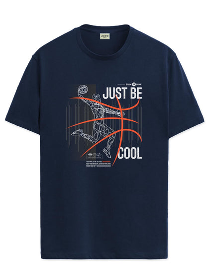ADRO Men's Graphic Printed 100% Cotton T-Shirt - Regular Fit, Printed T-Shirts for Men (RN24-BCL-NB_Navy)