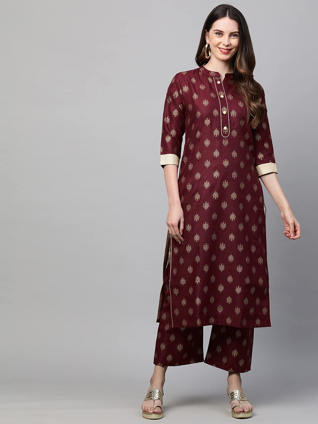 ANNI DESIGNER Women's Cotton Regular Kurta with Palazzo