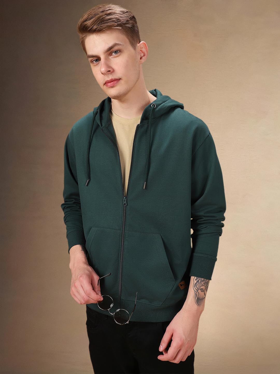 Dennis Lingo Men Solid Polycotton Regular Fit Full Sleeves Front-Open Sweatshirts Blue