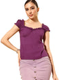 Rare Women Casual Purple Colour Sweetheart Neck Solid Regular Top
