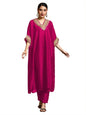 Varanga Women-Zari Embroidered Lace Neck Flared Kaftan With Trouser