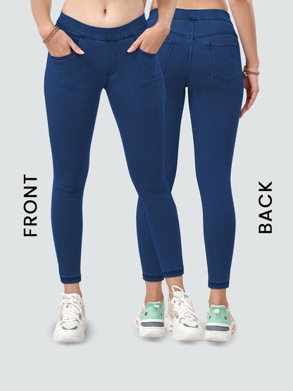 Lyra WomenS Solid Mid Rise | Rich Cotton Knitted Fabric | Regular Length | Pack Of 1 Medium Blue