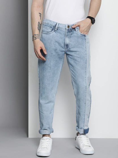 The Indian Garage Co Men Dad Fit Two Toned Mid-Rise Jeans Blue