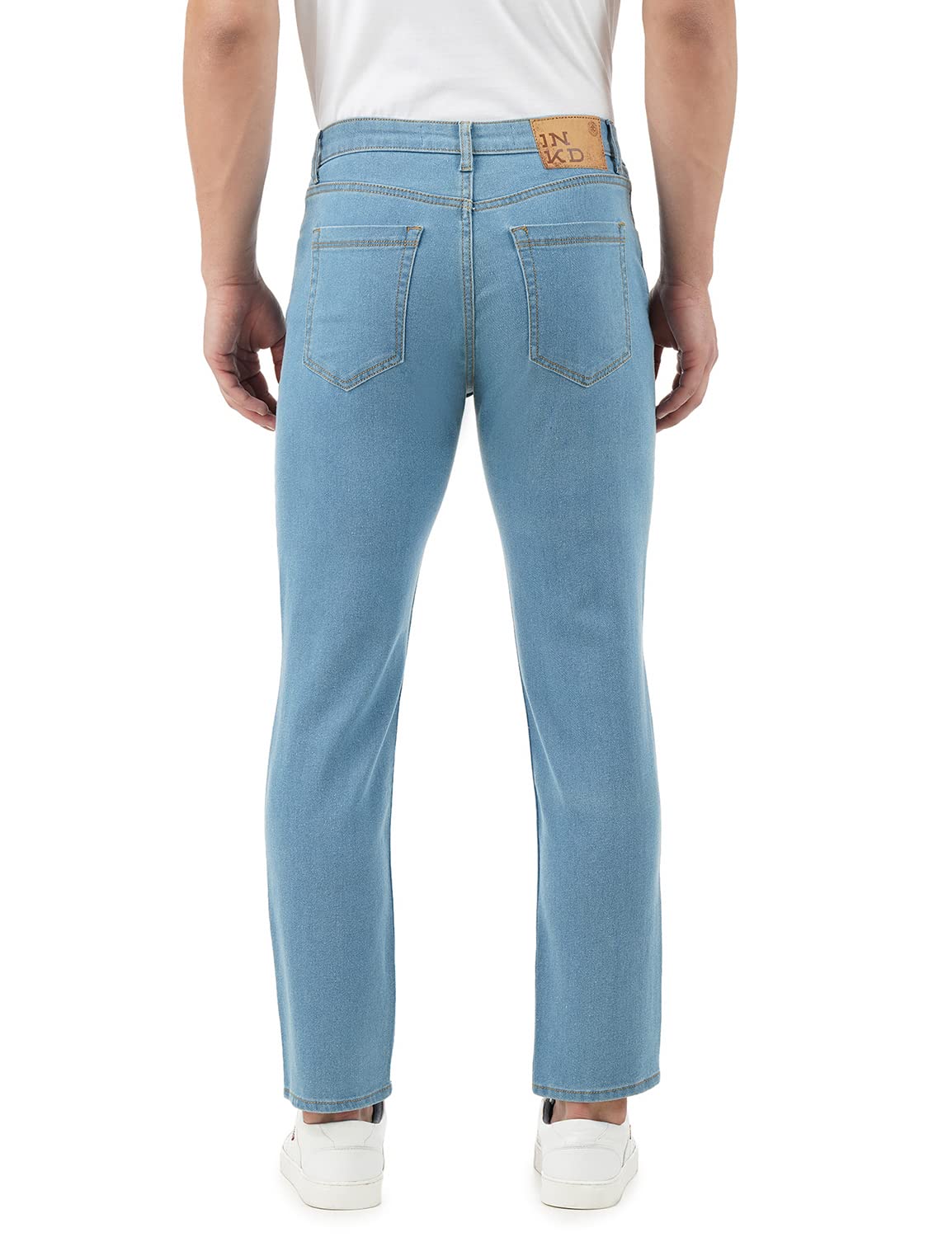 INKD Mens Contrast Stitch Stretchable Regular Fit Jeans