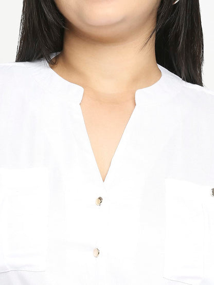 Style Quotient Women White Solid Plus Size Shirts