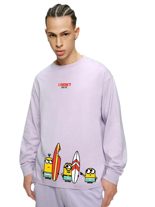 Bewakoof x Official Minions Merchandise Mens Didnt Do It Minions Graphic Print 100% Cotton T-Shirt - Oversized Fit, Round Neck