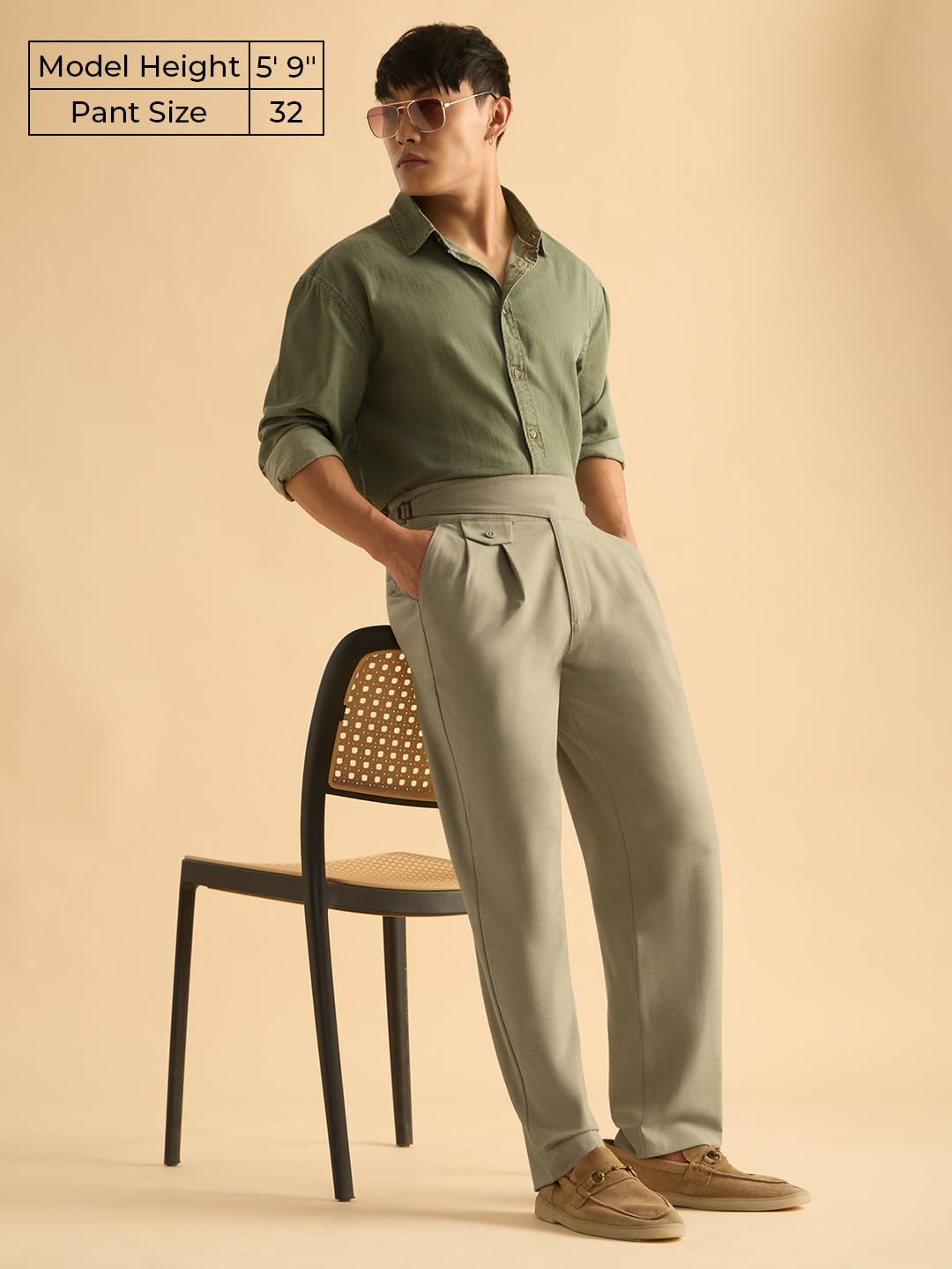 The Souled Store: Gurkha Pants Men and Boys Solid Polyester Blend Straight Fit Adjustable Waistband 4-Way Stretch Wrinkle Resist