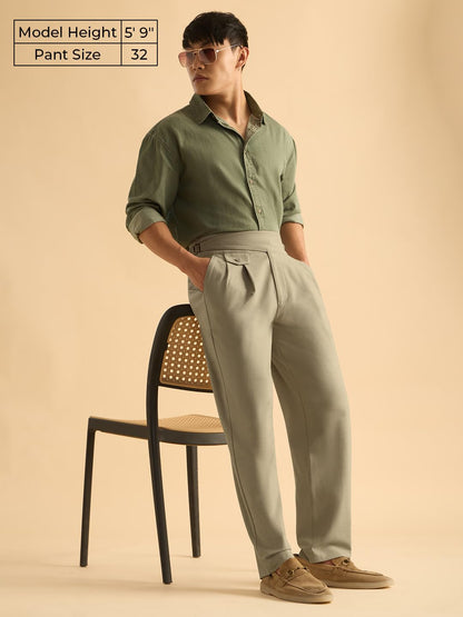 The Souled Store: Gurkha Pants Men and Boys Solid Polyester Blend Straight Fit Adjustable Waistband 4-Way Stretch Wrinkle Resist