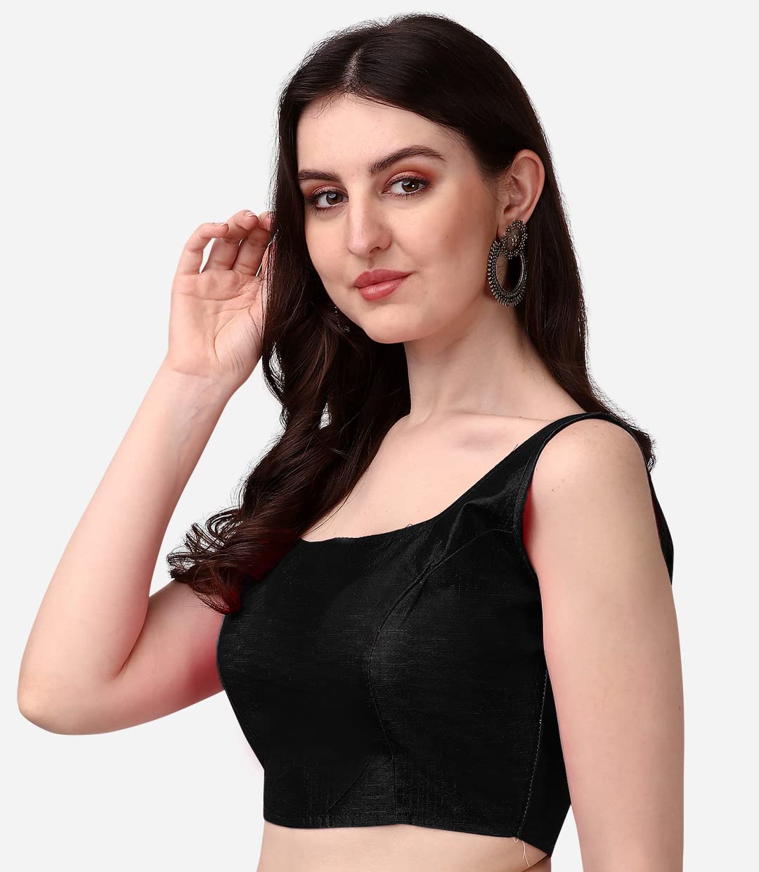 Vihu Fashion plain sleeveless pattern readymade blouse U neck choli