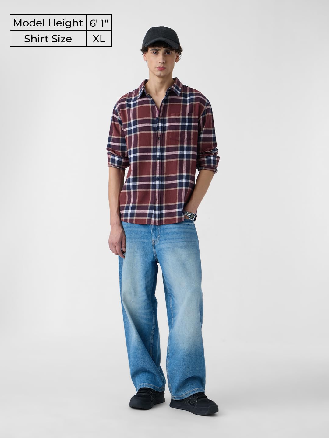 The Souled Store Plaid Shirt: Copper Men and Boys Long Sleeves Collared Neck Button Front Cotton Relaxed Fit Shirts