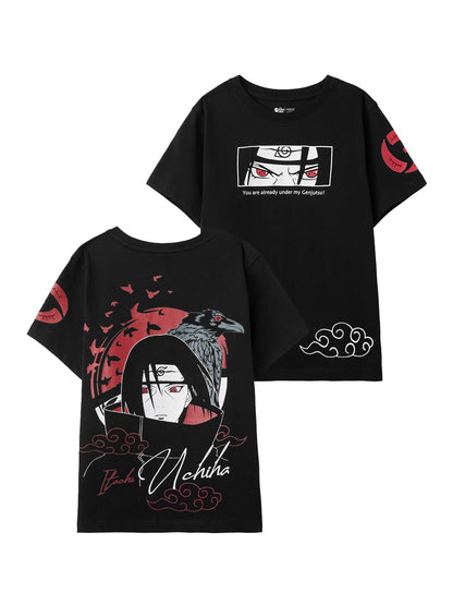 The Souled Store Naruto: Itachi Boys Short Sleeves Round Neck Black Graphic Printed Regular Fit Cotton T-Shirts (2-8 Yrs)