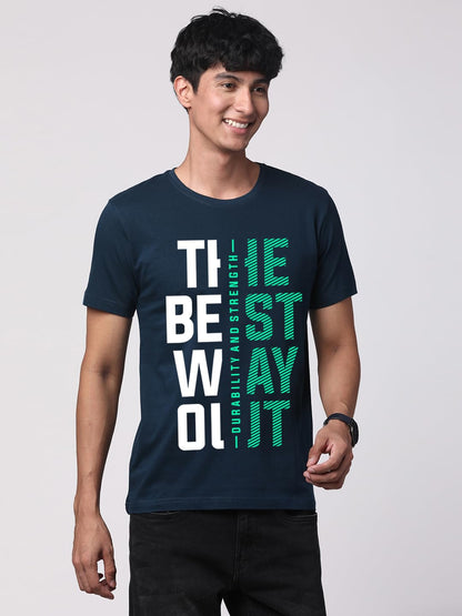 ADRO Motivational Quote Printed T-Shirt for Men - 100% Cotton, Regular Fit, Soft Breathable Fabric. (RN23-M-BEST-SB_Teal)