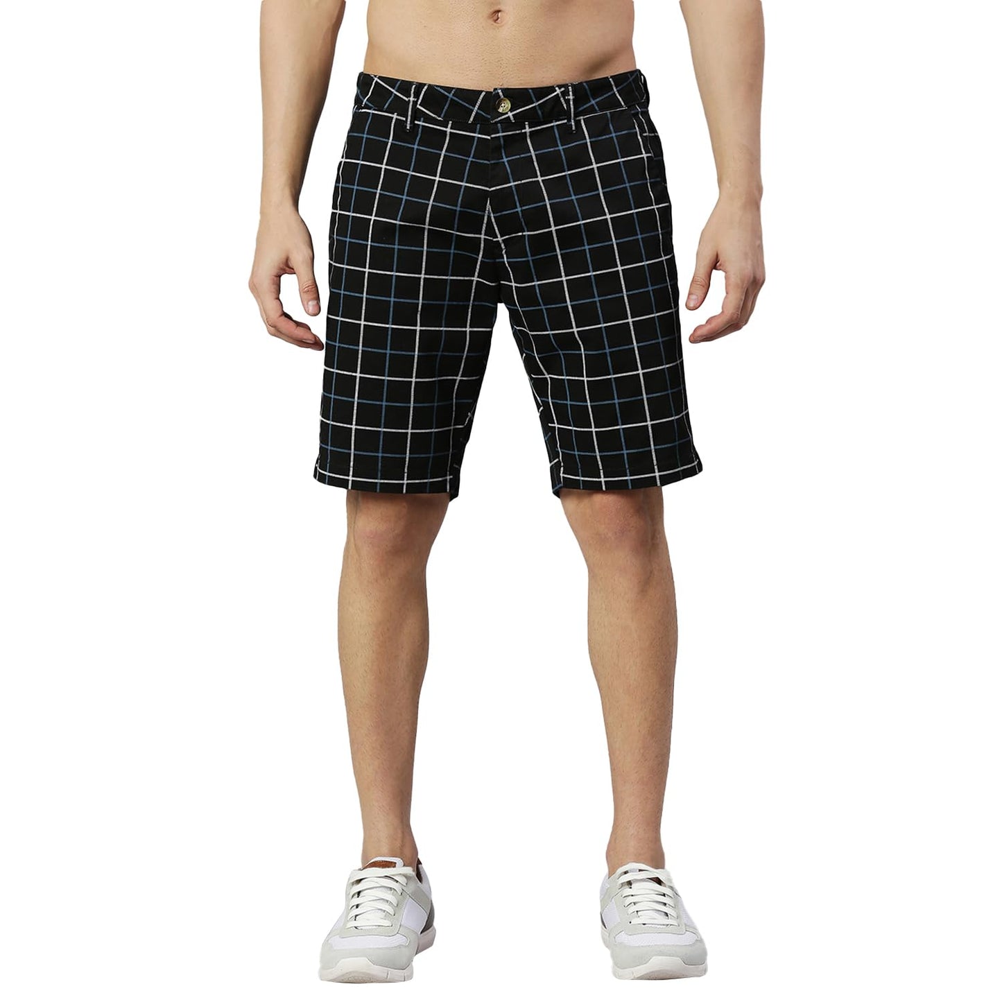Thomas Scott Mens Checkered Slim Fit Shorts Black