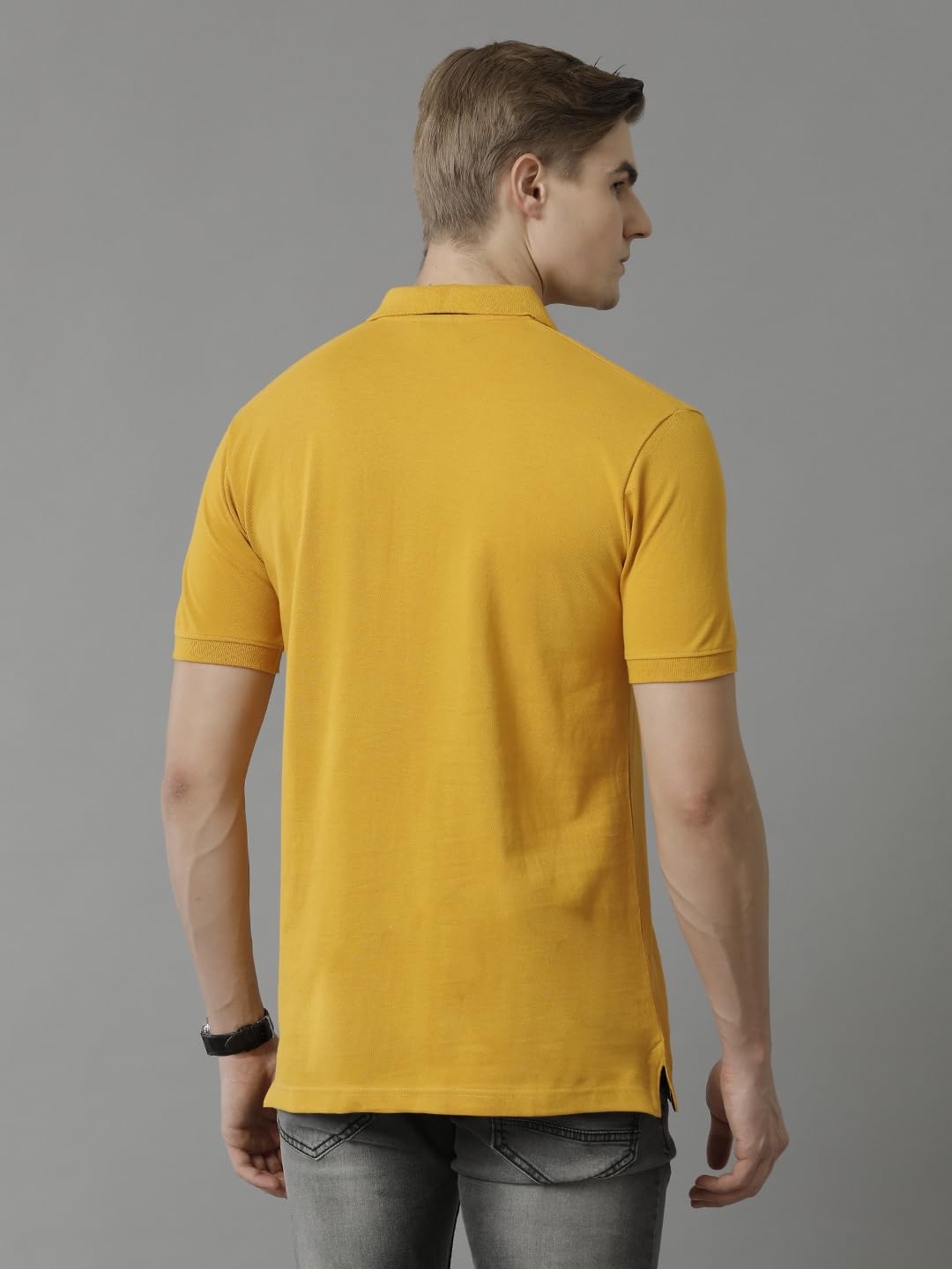 ADRO Premium Cotton Polo for Men (PN23-H-PLN-MU_Mustard)