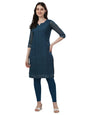 TRILLMIXA Womens Georgette Chikankari Embroidery Knee-Length Kurti for Girls Multicolour