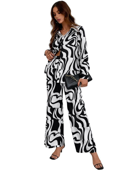 Greciilooks Women Co Ord Set| Printed Shirt & Bottom Set For Women| Straight Printed Pant| Women Two-Piece Outfits| Summer Wear|