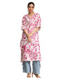 Varanga Abstract Printed V Neck Flared Sleeve Kurta White