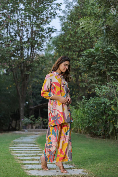 Leriya Fashion Women'S Rayon Floral Regular Western Co-Ord Set (Lf-W1936&Tr958_Yellow_3Xl)