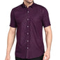 Mildin MenS Regular Cotton Blend Purple Slim Fit Solid Button Down Spread Collar Half Sleeve Curved Hemline Formal Shirt With O
