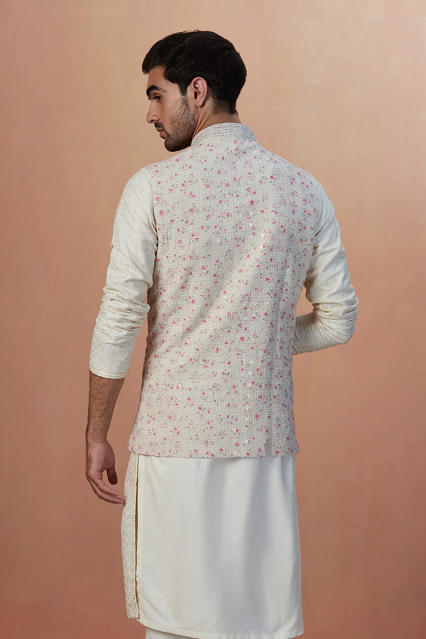 Manyavar MenS Nehru Jacket (Jac251-303_Beige