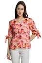 Allen Solly Women Regular Fit Printed Casual V Neck Top