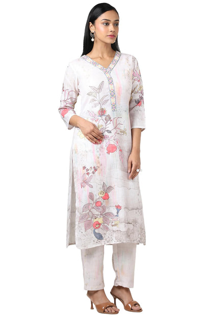 Soch WomenS Linen Kurta Set (Cws5Ks10694A_Beige