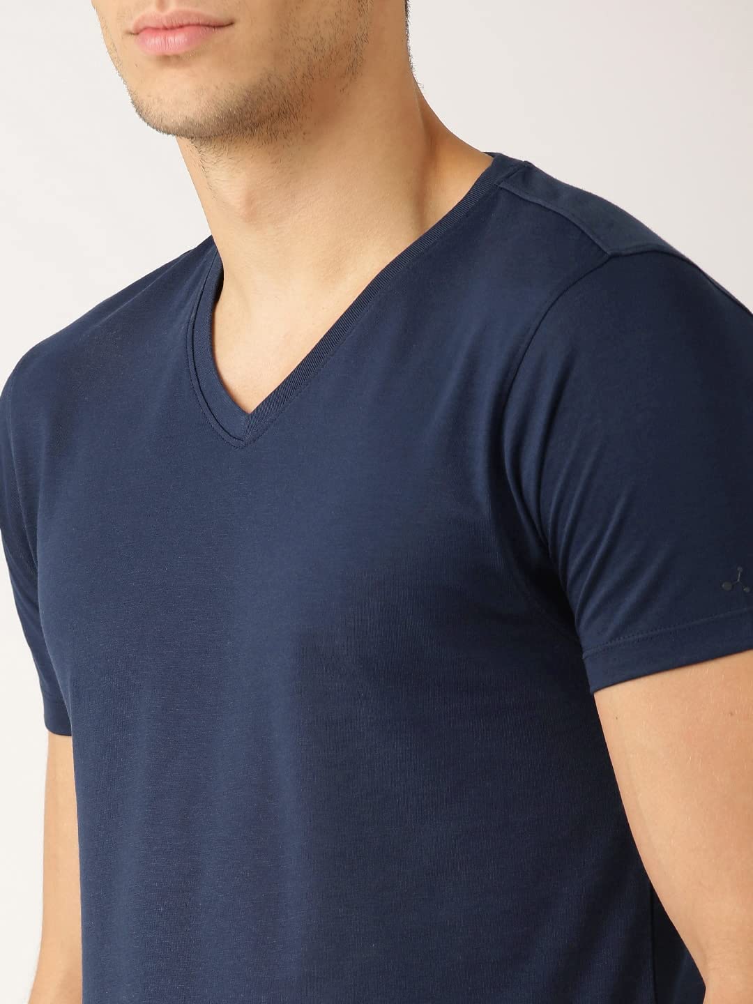 ADRO Men's V Neck Combo Plain Cotton T-Shirts_VCM2-PLN-NB-SB