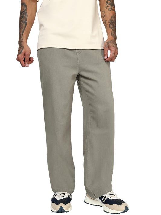 Bewakoof MenS Solid Regular Fit Pure Cotton Casual Pants_685433_Green_28