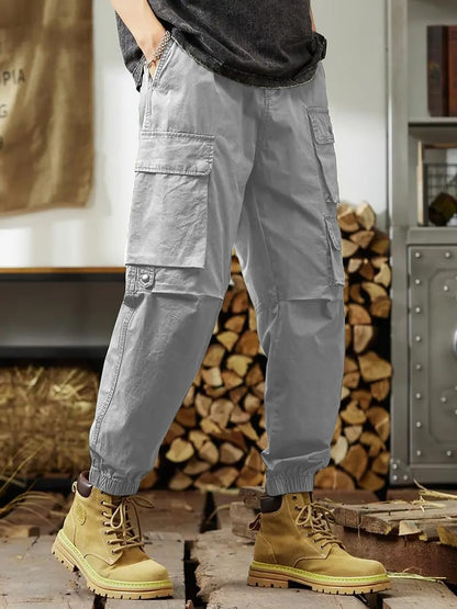TAGAS Men Cotton Cargo Trouser ||Joggers Cargo for Men|| Mens Multi Pocket Cargos Pants||MC-17 Light Grey