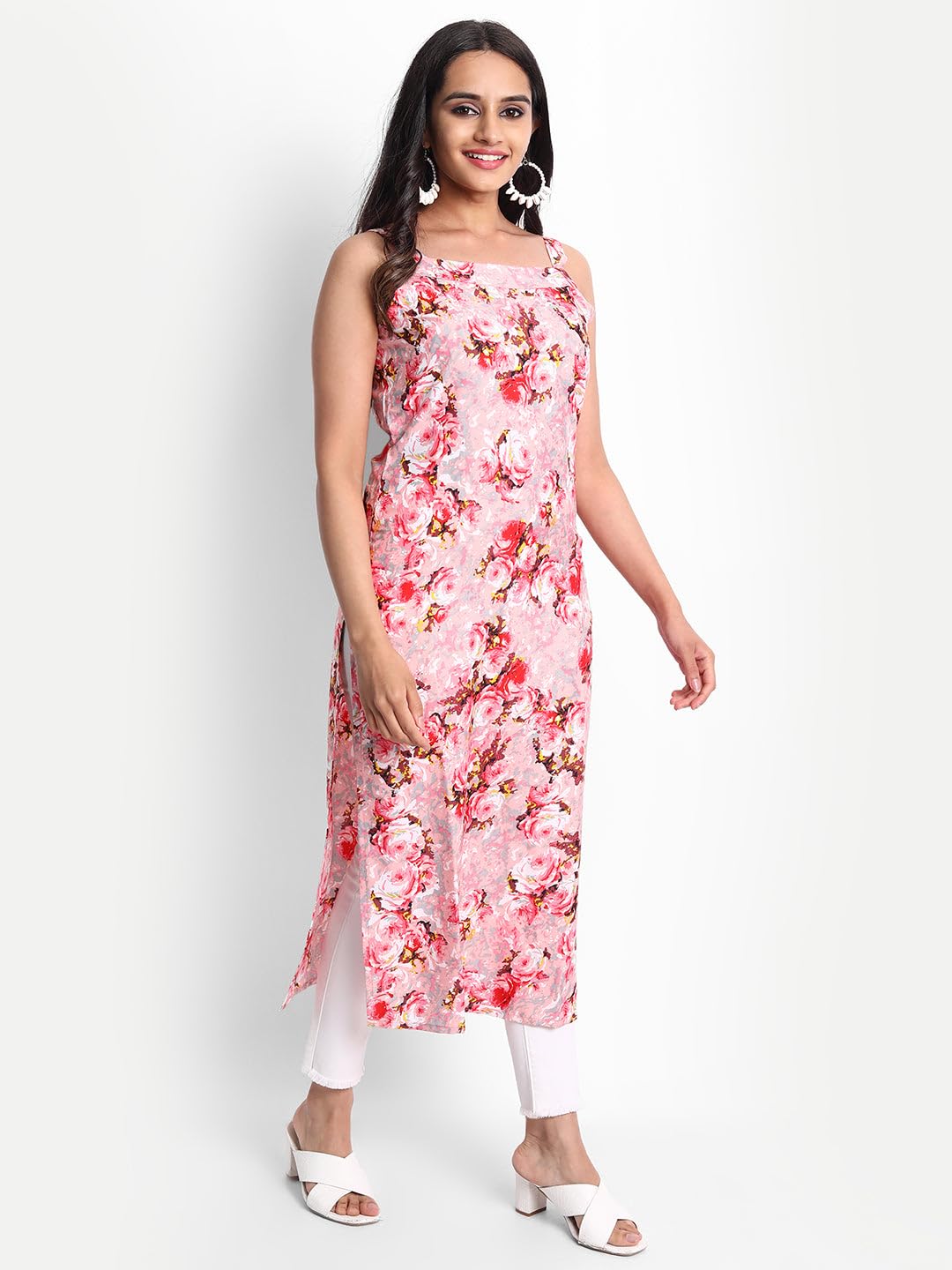 Patlani WomenS Crepe Full Stitched Kurti. Light Pink