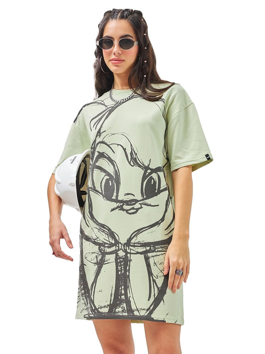 Bewakoof Heavy Duty 1.0 Official Looney Tunes Merchandise WomenS Printed Oversized Fit Half Sleeve Round Neck Poly Cotton T-Shi