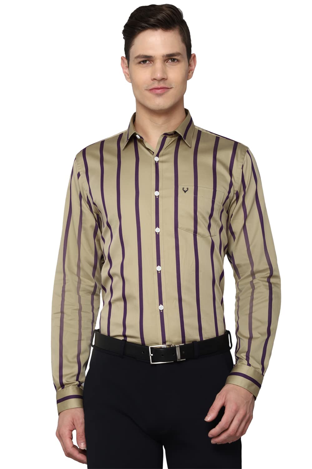 Allen Solly Men Slim Fit Striped Formal Cotton Full Sleeve Shirt