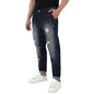 Campus Sutra Mens Dark Blue Ripped Dark-Wash Denim Jeans | Stretchable Cotton Mid-Rise Denim Jeans Crafted with Comfort Fit and