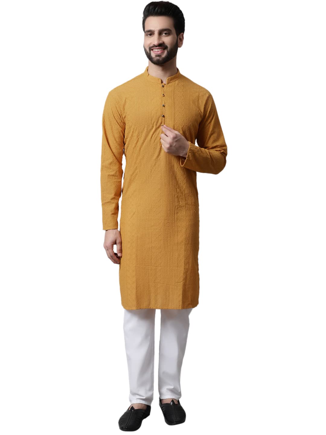 Jompers Mens Embroidered Pure Cotton Kurta Pyjama Set