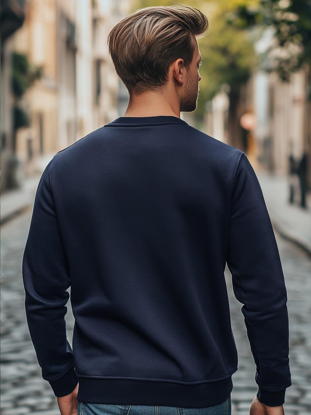 Nobero Navy Blue Unisex Cotton Solid Plain Sweatshirt Sports Winter Gym Workout Running Travel Trekking Hooded Sweatshirts And F
