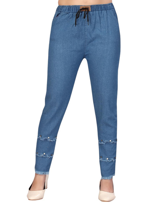 Aarika Girls Blue Colour Beads Emballished Denim Jeans (12-16 Years)