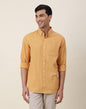 Fabindia Men's Striped Comfort Fit Button Down Shirt (1027449MUSTARD_Yellow