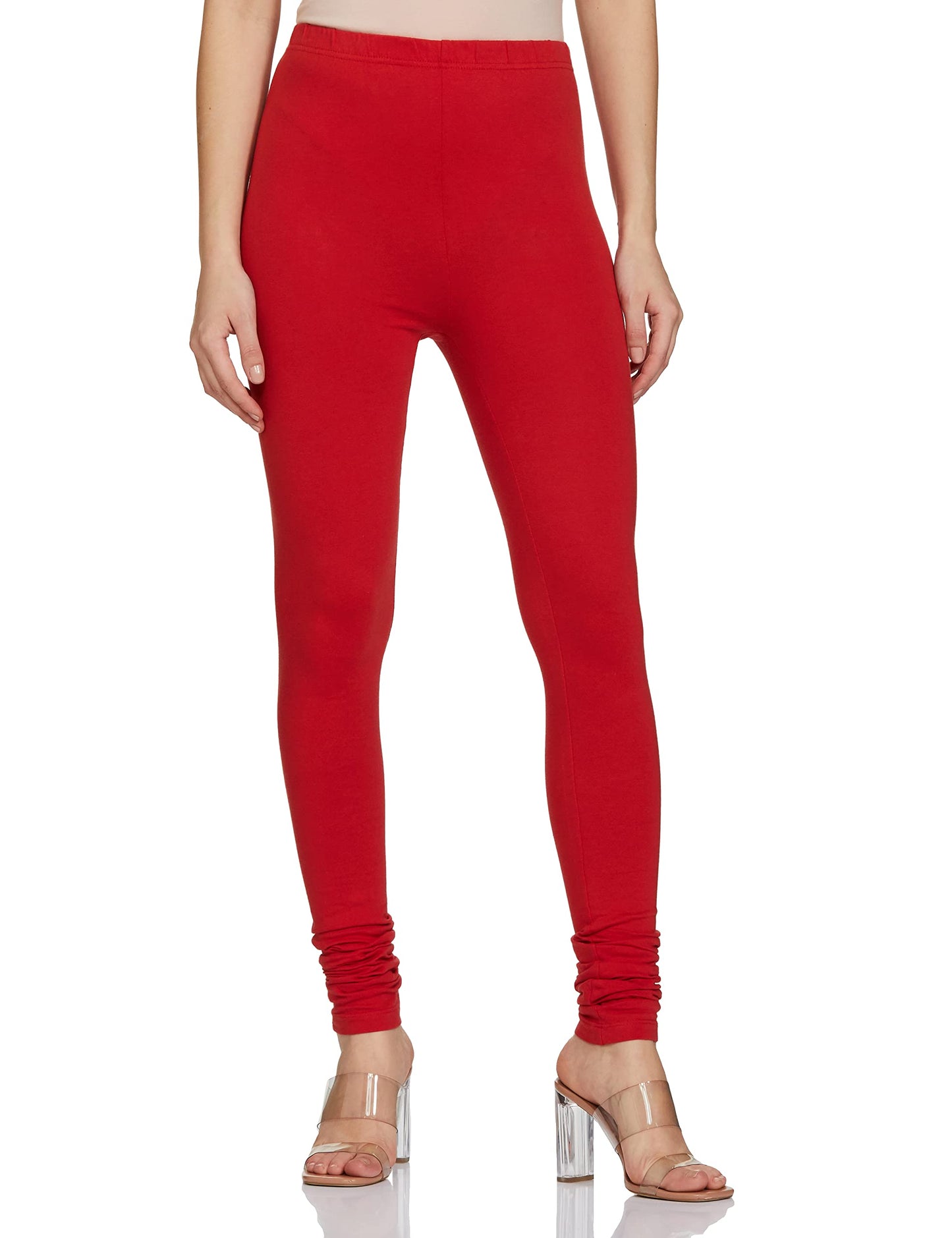 Aurelia Women'S Cotton Knit Red Chudidar - M