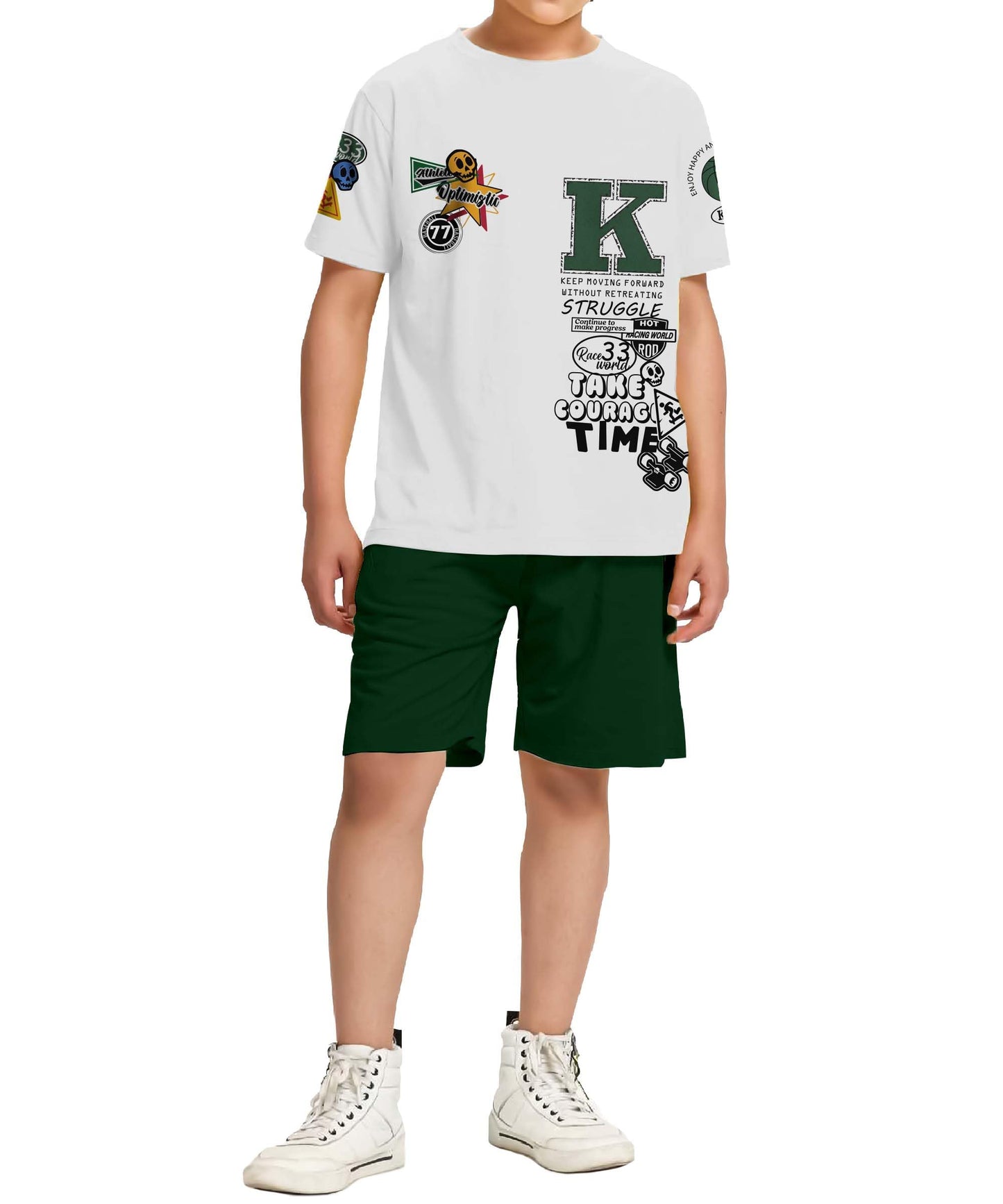 Kyda Kids 100% Pure Cotton Boys Premium Printed Tshirt And Shorts Co-Ords Set (Pack Of 1)