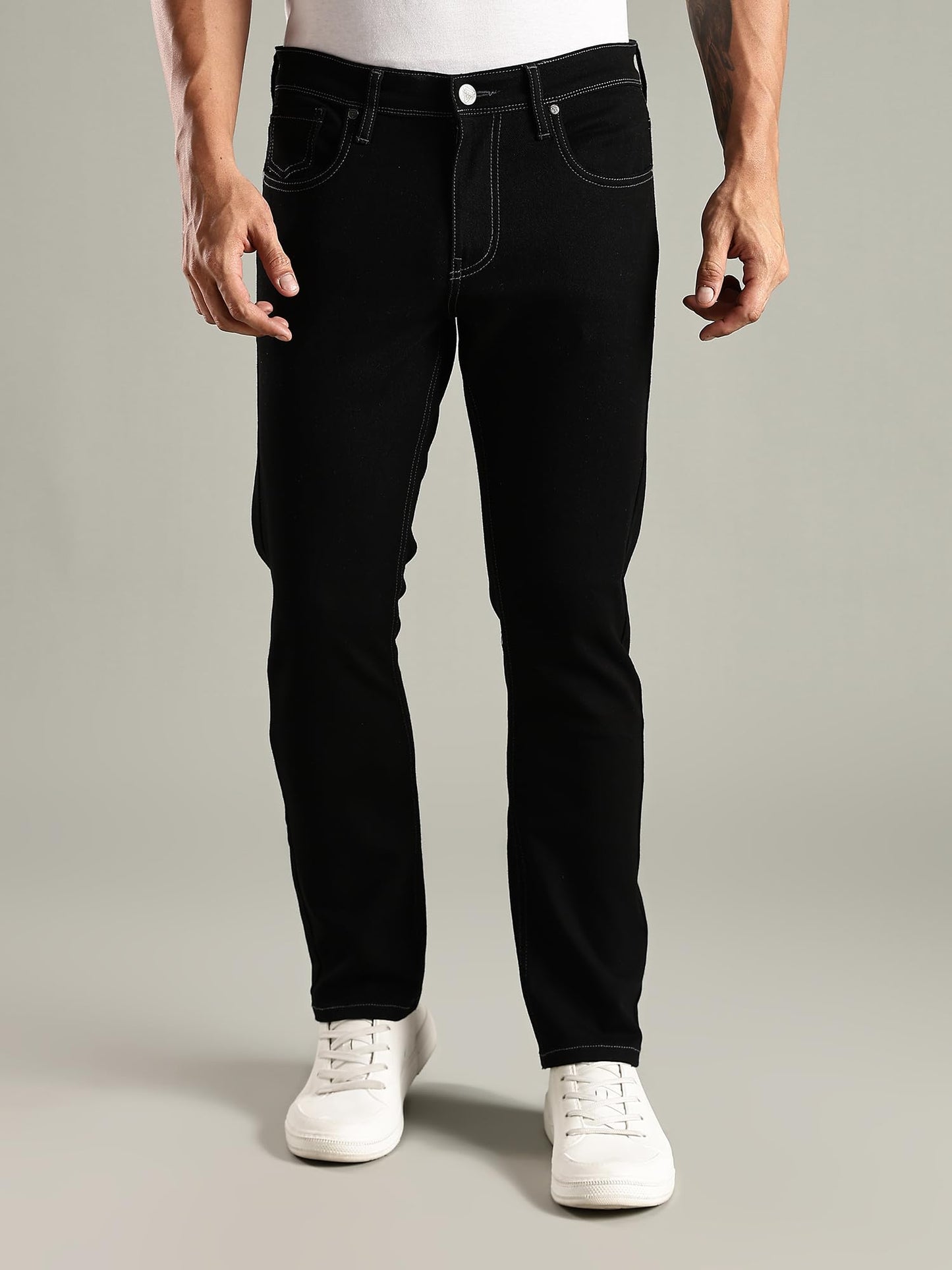 Thomas Scott Mens | Mild Fade | Stright Fit | Denim | Regular Wear | Stretchable | Casual Jeans for Men Black