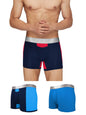 XYXX Mens Underwear Illuminati IntelliSoft Antimicrobial Micro Modal Trunk Pack of 3 (Black Iris & Tango Red ; Brilliant Blue ;
