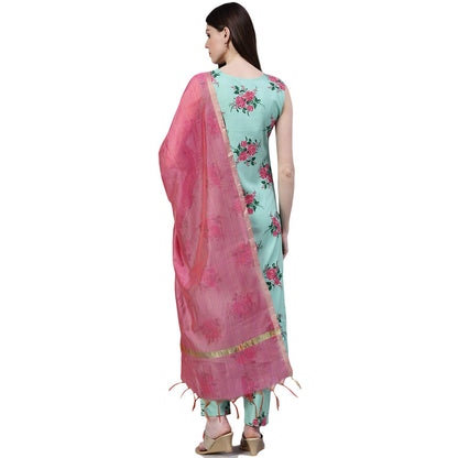 Stylum Women's Printed Rayon Straight Kurta with Pant & Dupatta Set