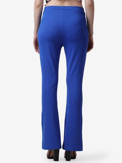 POPWINGS Casual Regular Fit Solid Trousers for Women | Pull On Straight Leg Women Trouser for Summer | Stylish Western Long Trou