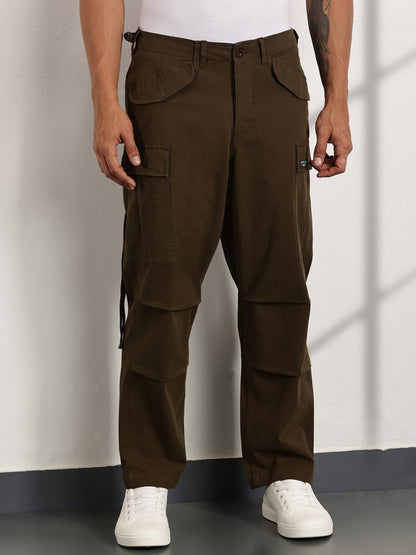Thomas Scott Loose Fit | 6 Pockets | Cargo Pants | Solid Colors | Cricket Club | 100% Cotton | Pants for Mens Olive